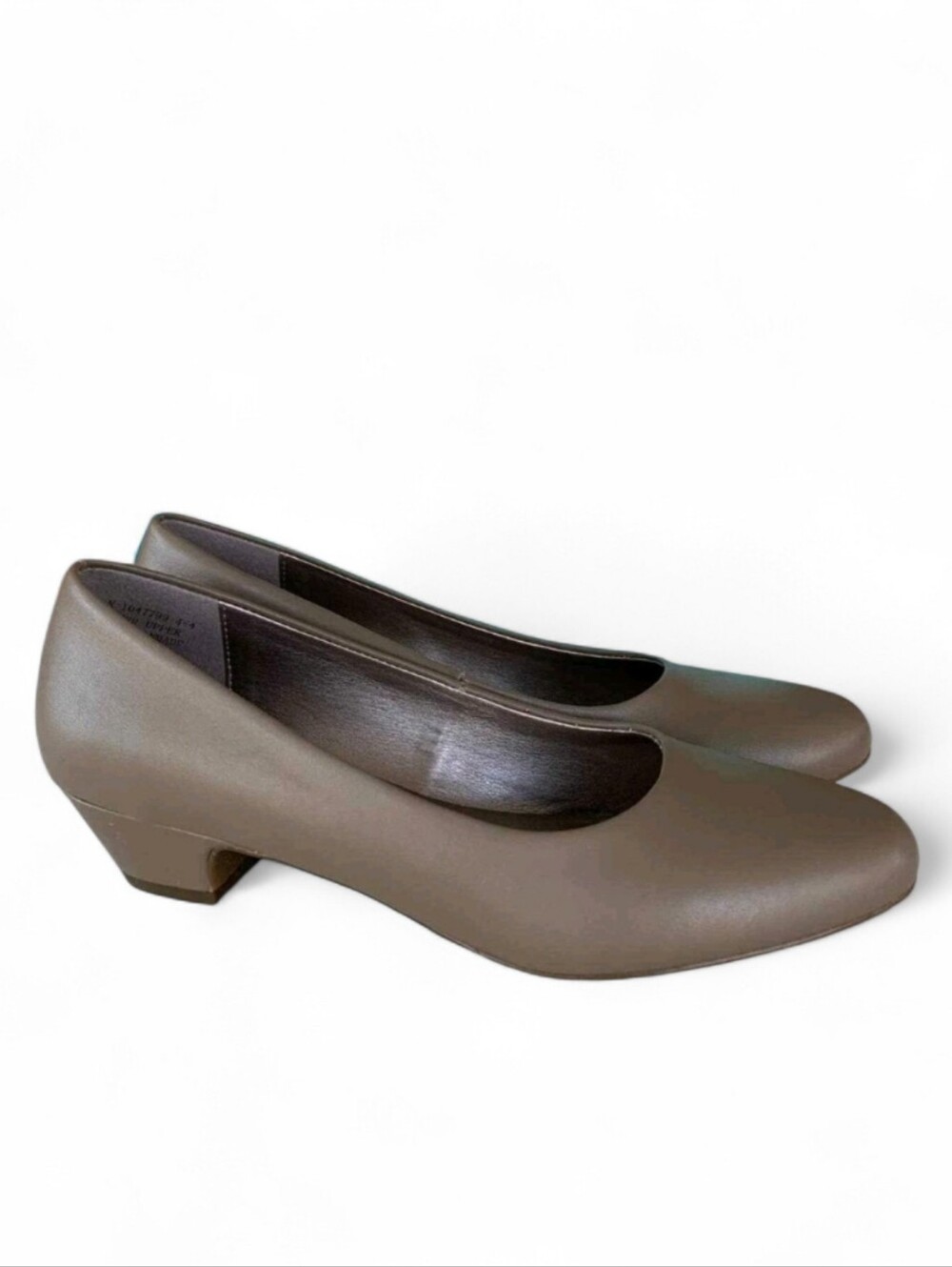 Array Taupe Leather Low Block Heel Pumps Size 10.5 M